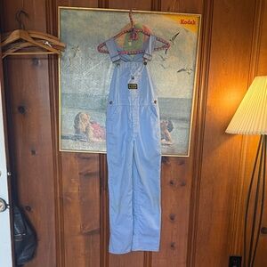 Kids Pastel Blue Denim-Style Overalls with Adjustable Straps (size 10/12 girls)